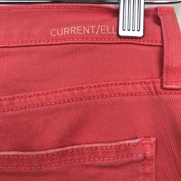 Current Elliott The Stiletto Faded Wagon Coral Red Jeans Skinny Ankle Crop 26 - Picture 6 of 15